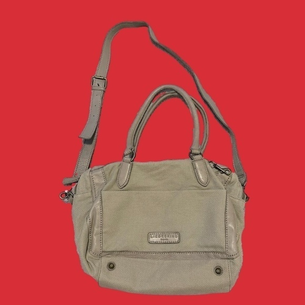 Liebeskind Berlin Leather Textile Woven Accent Bag EUC